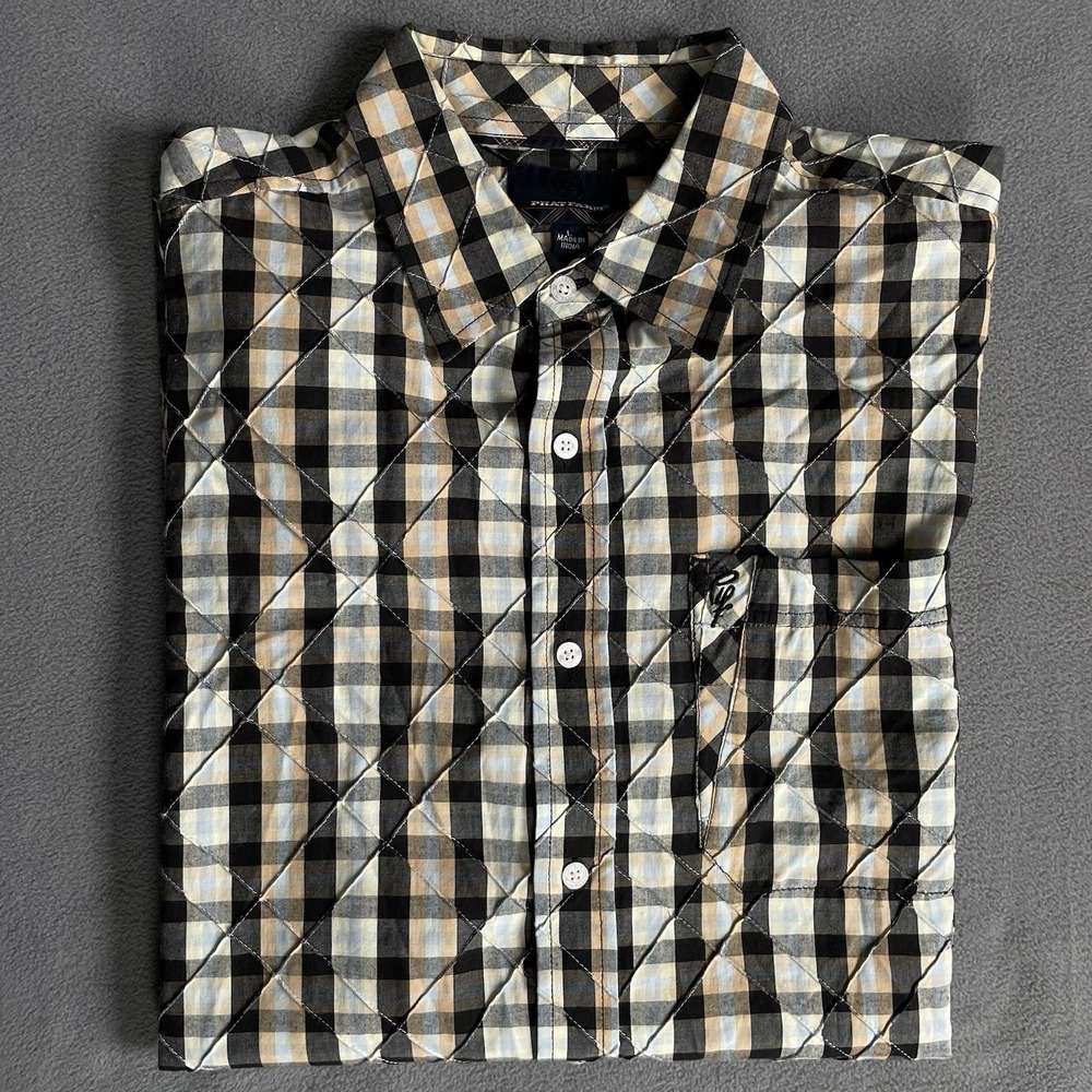 Phat Farm Shirt Men's L Multicolor Cotton Plaid Short Sleeve Button Up